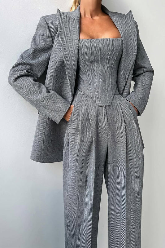Kira Women's Three-Piece Set | Double-Breasted Blazer, Tailored Fit 0