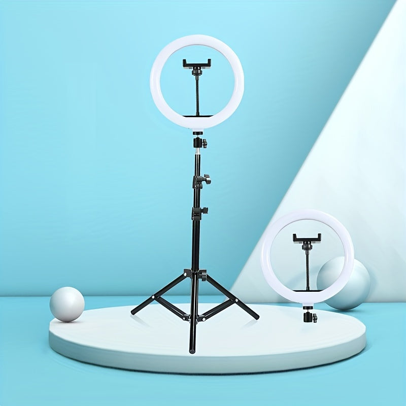 LED Ring Light with Adjustable Tripod & Phone Holder | 10-Inch USB Ring Light for Selfies, Streaming & Video Recording