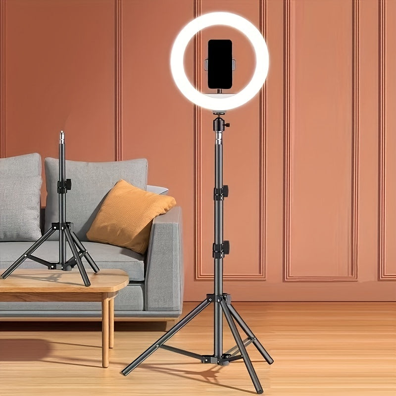 LED Ring Light with Adjustable Tripod & Phone Holder | 10-Inch USB Ring Light for Selfies, Streaming & Video Recording
