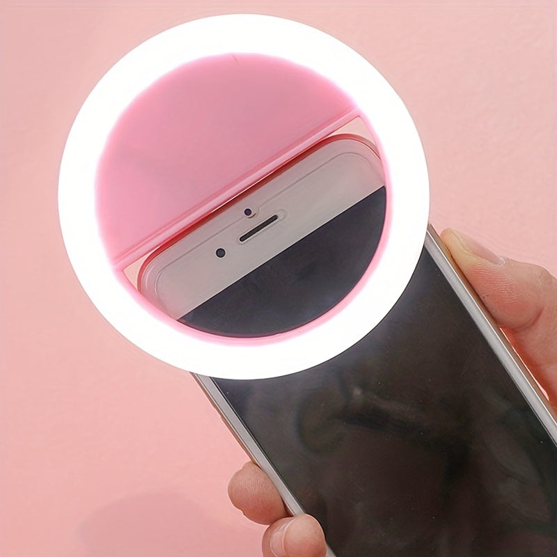 LED Selfie Ring Light | Rechargeable Clip-On Lamp | Makeup & Photography Lighting