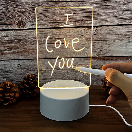LED Message Board Lamp | Color-Changing Night Light | Acrylic Note Board | USB Powered