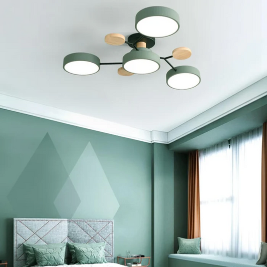 Modern Round LED Ceiling Light | Wood and Metal Design for Stylish Interiors