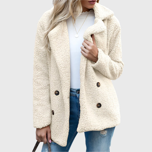 Nia Women's Sherpa Jacket | Double-Breasted Design 0