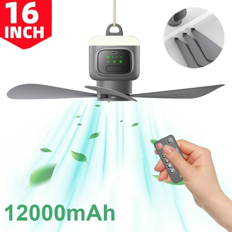 Portable LED Camping Fan | Ceiling Fan with Night Light | USB Rechargeable Fan for Travel & Home