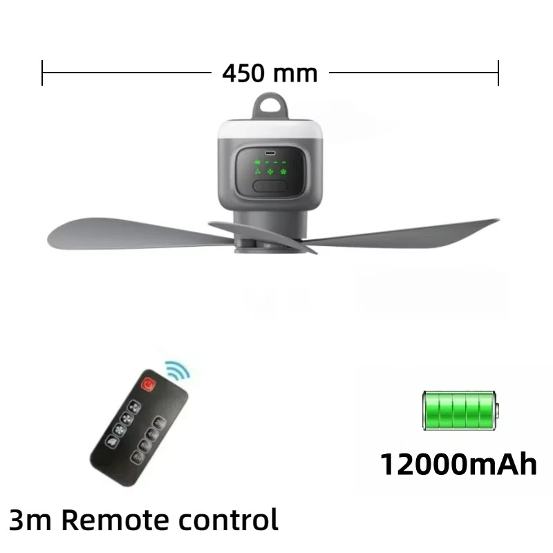 Portable LED Camping Fan | Ceiling Fan with Night Light | USB Rechargeable Fan for Travel & Home