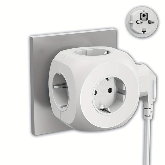 Portable Power Socket Cube | 5 Outlets | Compact Travel Extension for Home & Office