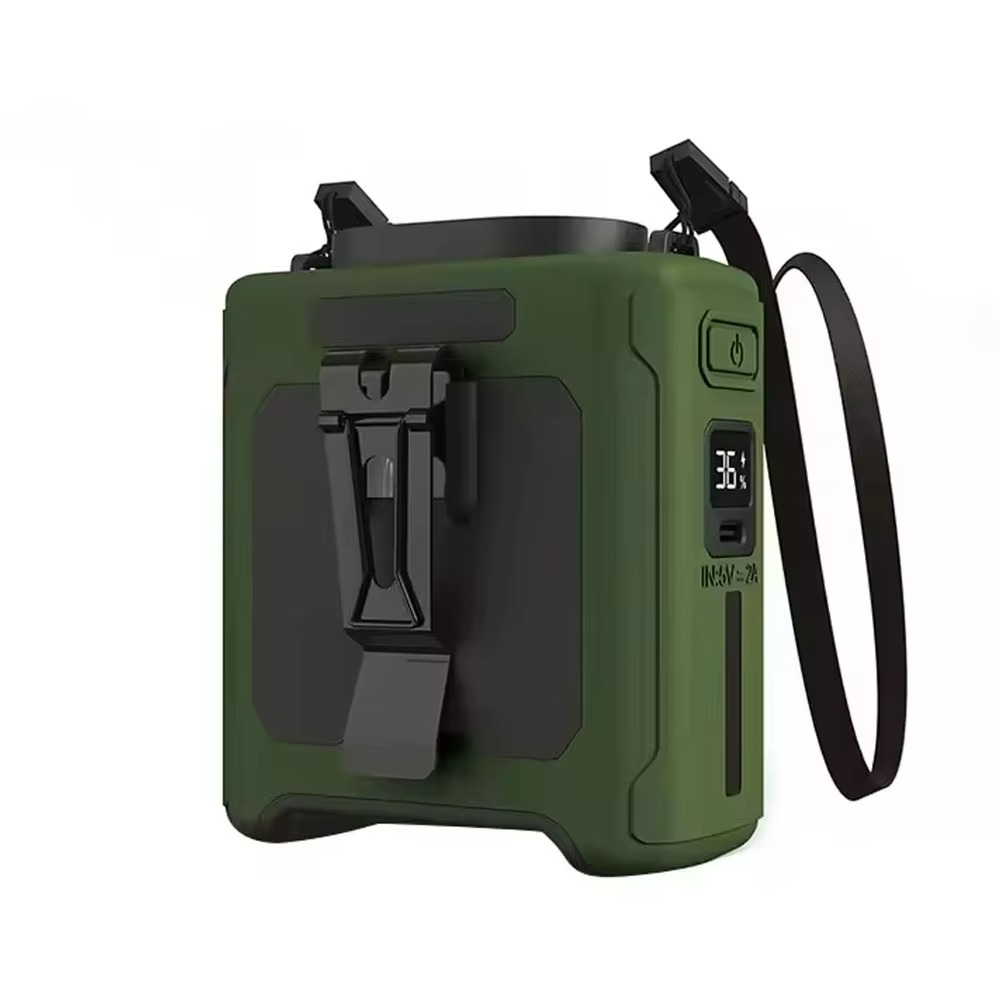 Portable Waist Fan with Power Bank & Flashlight | Hands-Free Cooling | Rechargeable for Outdoor & Travel Use