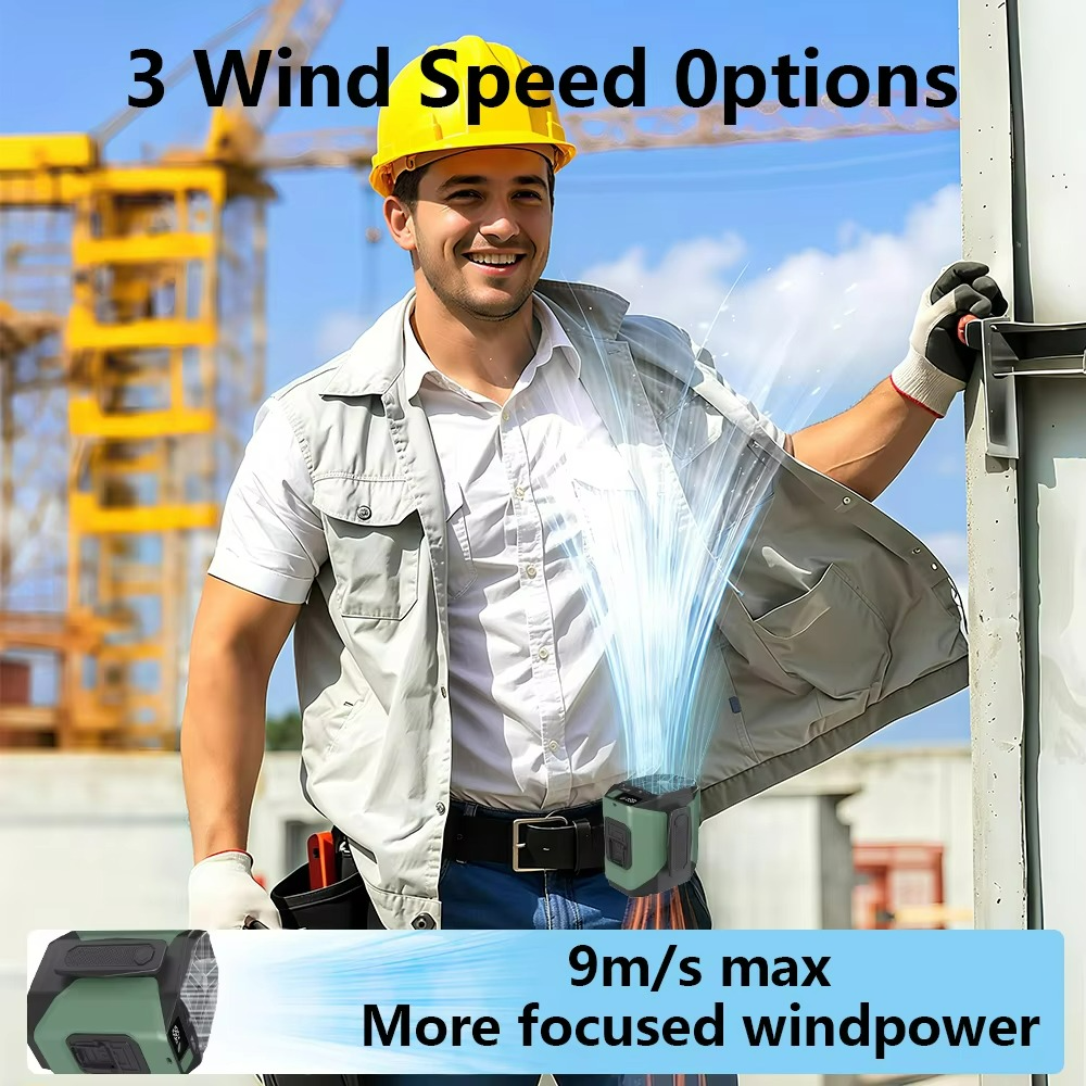 Portable Waist Fan with Power Bank & Flashlight | Hands-Free Cooling | Rechargeable for Outdoor & Travel Use