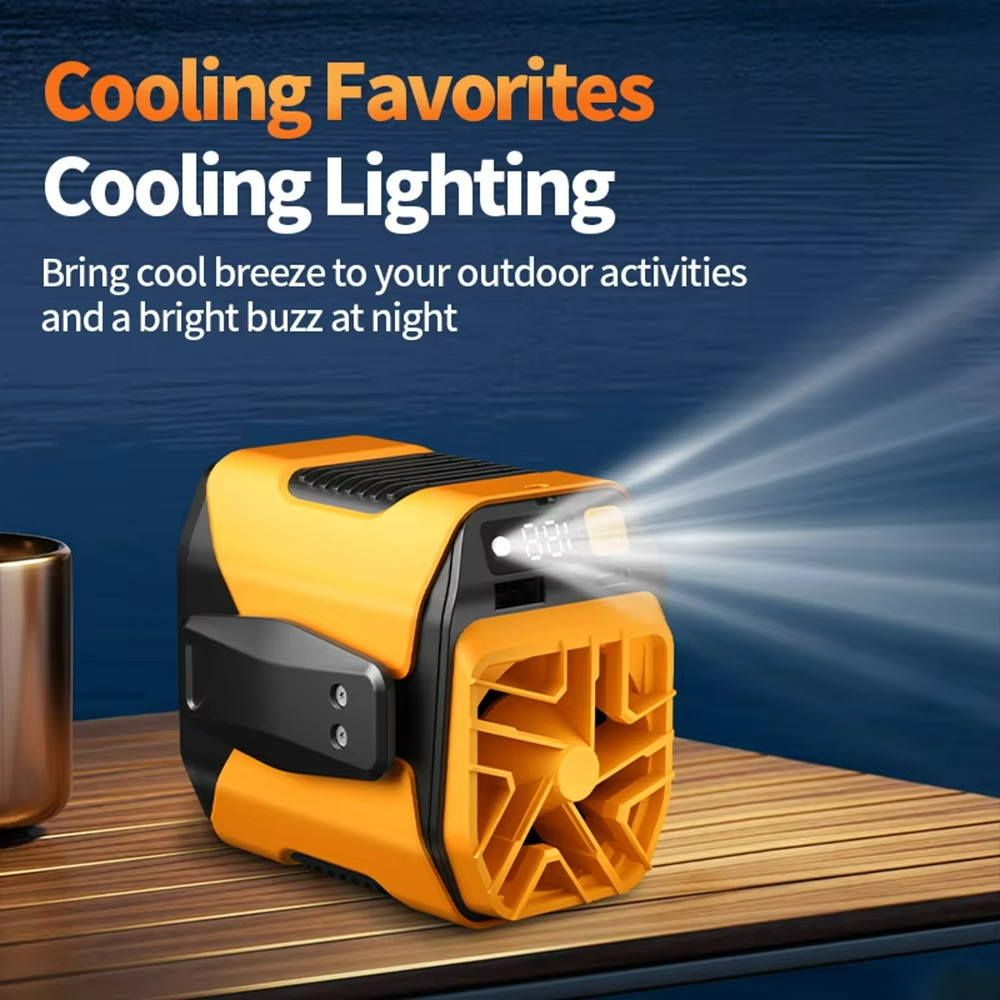 Portable Waist Fan with Power Bank & Flashlight | Hands-Free Cooling | Rechargeable for Outdoor & Travel Use