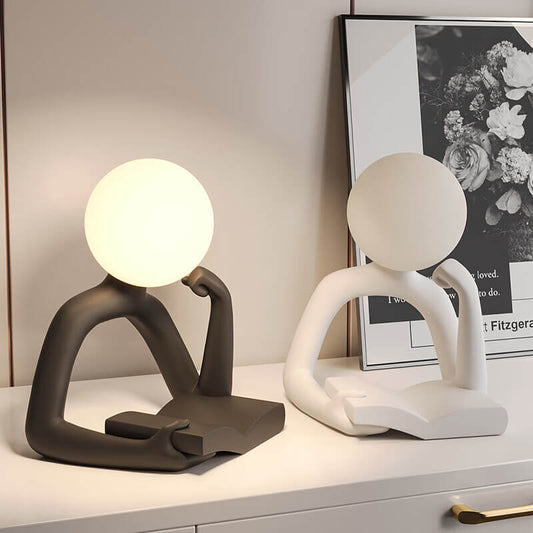Reader Desk Lamp Ornament | Vintage Mini Desk Light | USB Powered | Resin Base & Plastic Shade