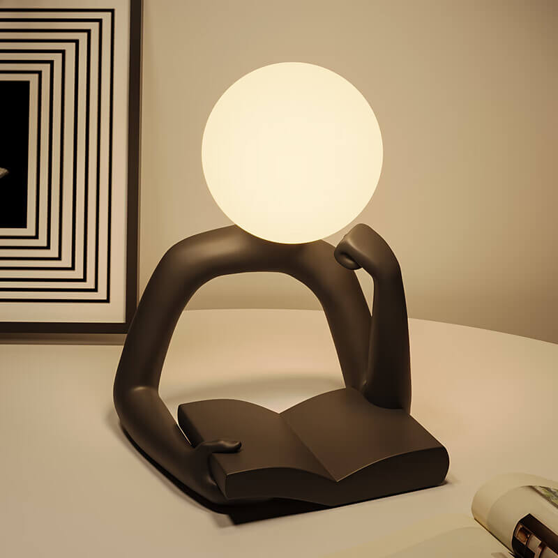Reader Desk Lamp Ornament | Vintage Mini Desk Light | USB Powered | Resin Base & Plastic Shade