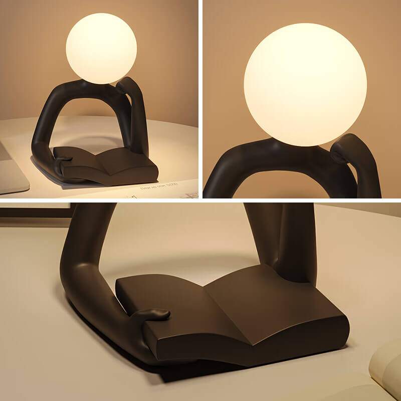 Reader Desk Lamp Ornament | Vintage Mini Desk Light | USB Powered | Resin Base & Plastic Shade