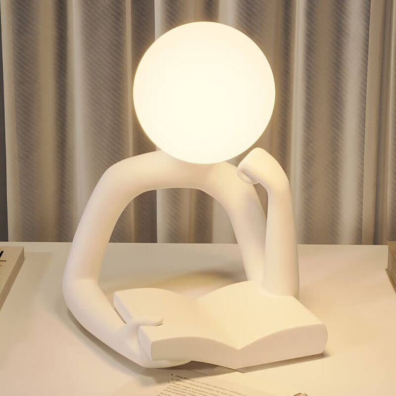 Reader Desk Lamp Ornament | Vintage Mini Desk Light | USB Powered | Resin Base & Plastic Shade