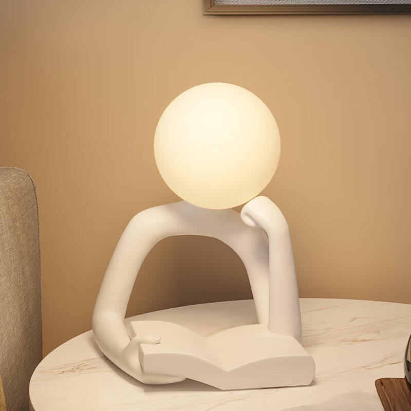 Reader Desk Lamp Ornament | Vintage Mini Desk Light | USB Powered | Resin Base & Plastic Shade