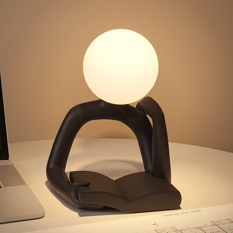Reader Desk Lamp Ornament | Vintage Mini Desk Light | USB Powered | Resin Base & Plastic Shade