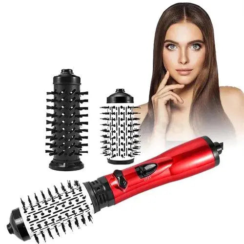 Rotating Hot Air Brush Hair Dryer | 2-in-1 Blowout Styling Tool with 360° Rotation & Interchangeable Barrels