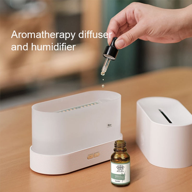 Flame Effect Essential Oil Diffuser | Ultrasonic Air Humidifier with Remote Control | LED Mist Aromatherapy Light