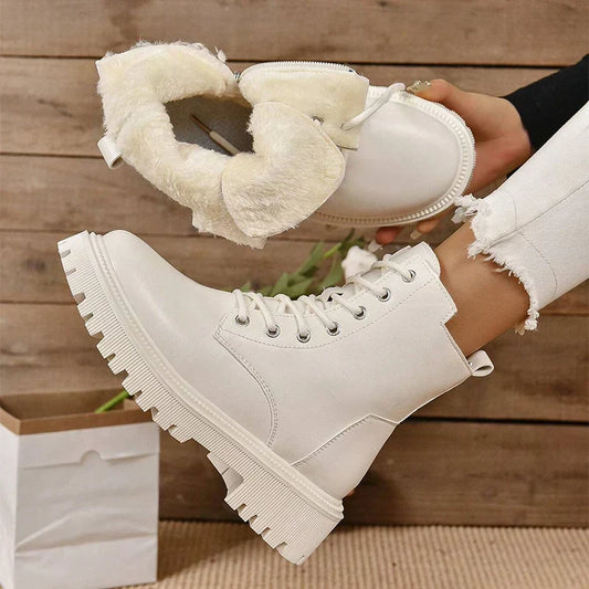 Women’s Plush Lace-Up Ankle Boots | Warm Lined Interior | Durable Non-Slip Sole