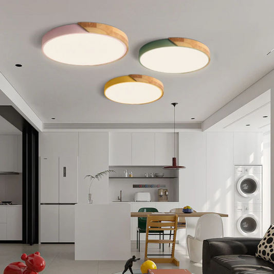 Scandinavian Wooden LED Ceiling Light | Warm Natural Design for Modern Homes