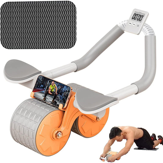 Dual-Wheel Ab Roller with Elbow Support | Core & Upper Body Training Equipment | Portable Fitness Exercise Wheel