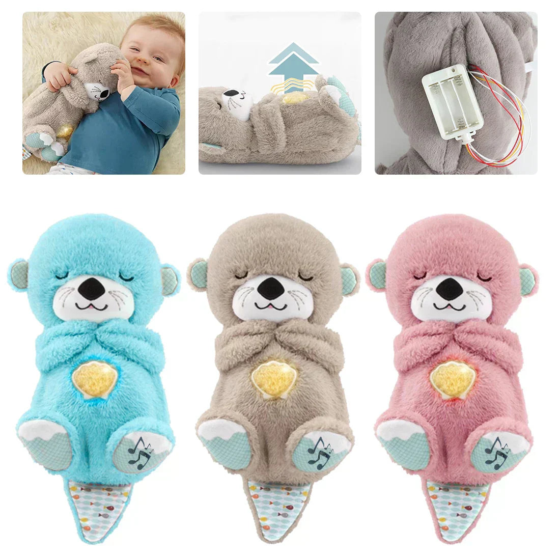 Soothing Plush Sleep Buddy | Musical Light-Up Otter Toy with Gentle Breathing Motion