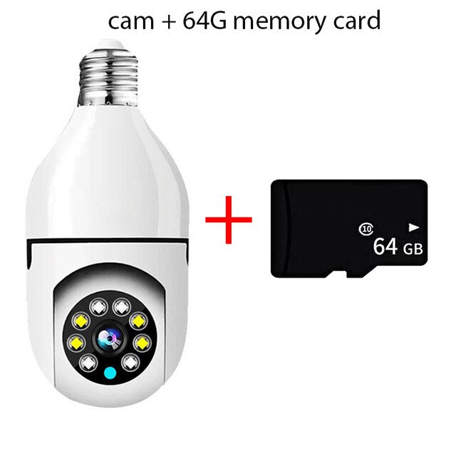 Wireless Light Bulb Security Camera | 1080P WiFi Smart Pan-Tilt Surveillance with Night Vision & Two-Way Audio
