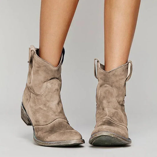 Women’s Vintage Cowboy Ankle Boots | Western Heel | Embroidered Detail