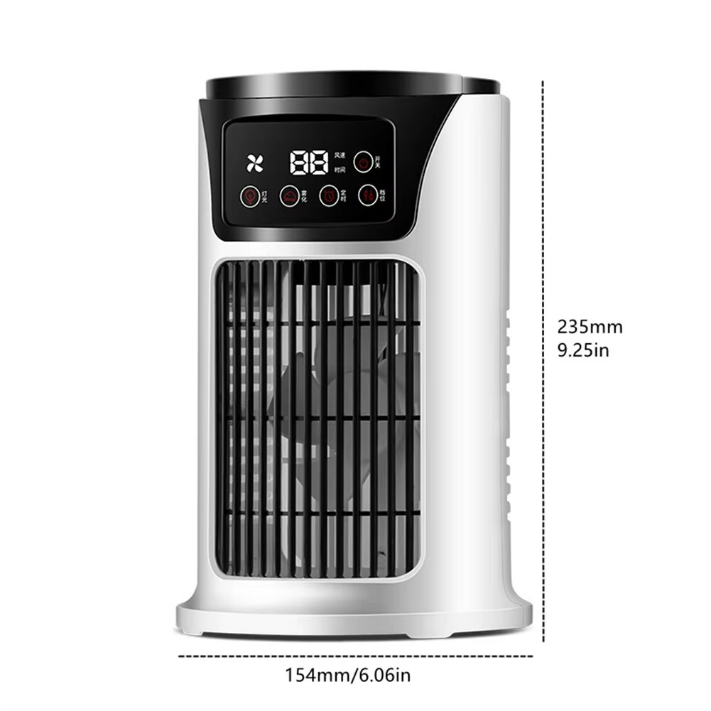 Water Cooling Fan with Humidifier | 9-Speed USB Air Cooler | Tri-Nozzle Mist, 8-Hour Timer & Ambient LED Lighting