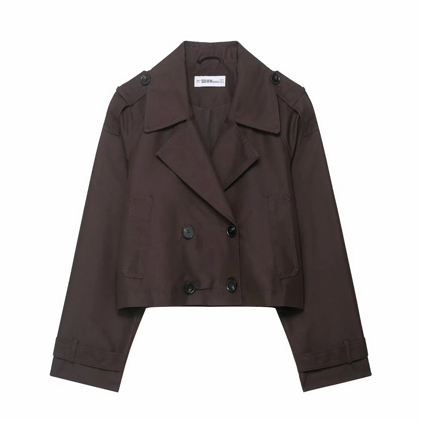 Women’s Double-Breasted Trench Coat | Short Autumn Winter Jacket with Pockets