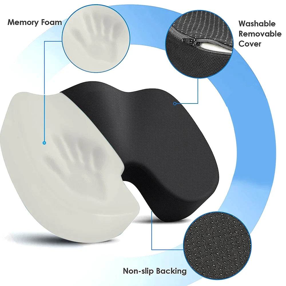 Ergonomic Memory Foam Seat Cushion | Pressure-Relief Support Pillow for Office, Car & Home