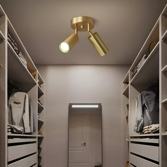 Modern Brushed Brass LED Ceiling Light | Adjustable Spot Design