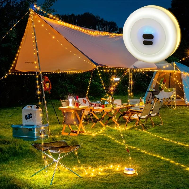 LED Camping String Lights 33ft | Rechargeable | Waterproof IP65 | 8 Light Modes | Outdoor Hanging Lights