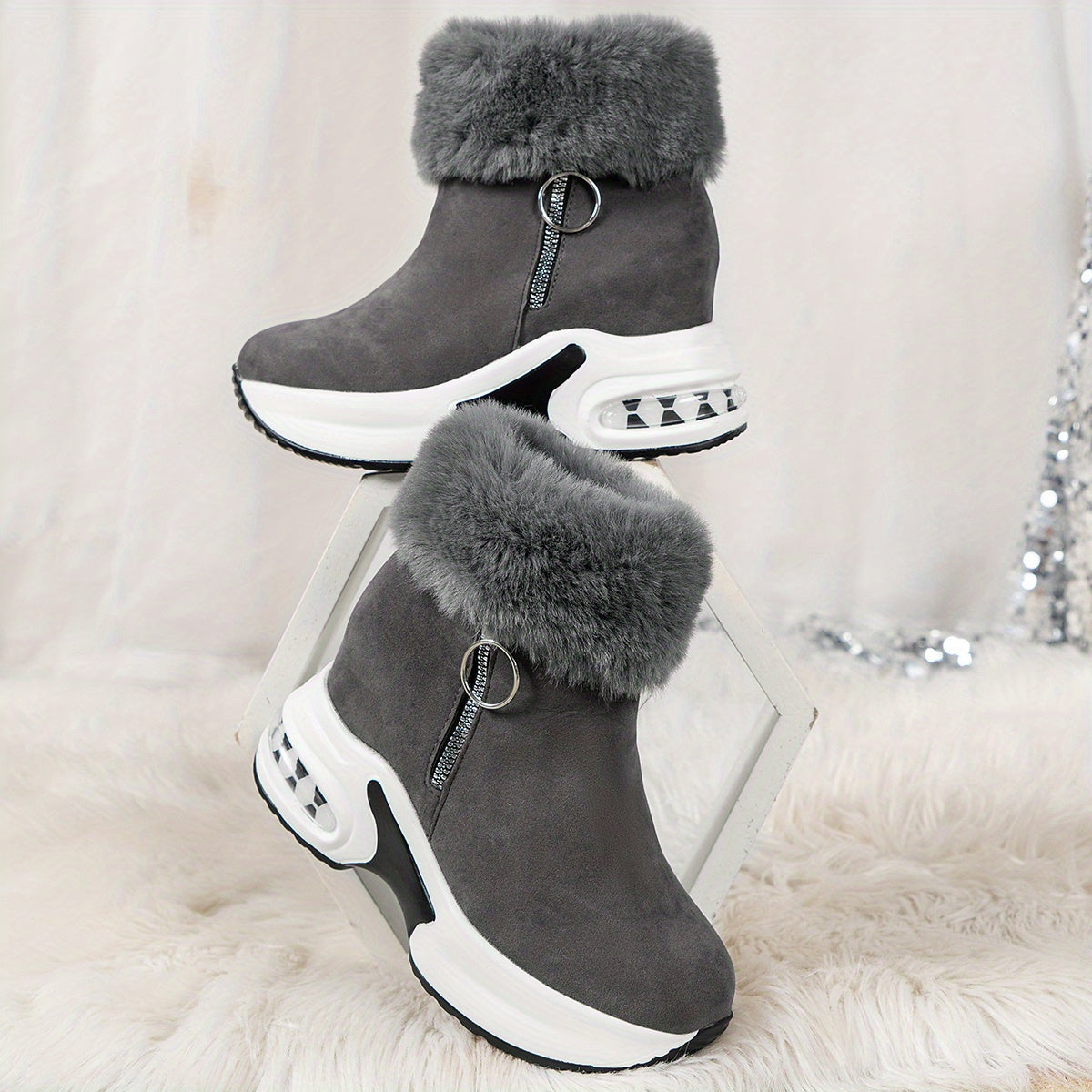 Women’s Cozy Lined Winter Boots | Wedge Comfort Design | Anti-Slip Sole