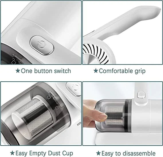 Handheld Fabric Vacuum Cleaner | UV Light & Dual-Pulse Vibration | Portable Dust and Debris Remover