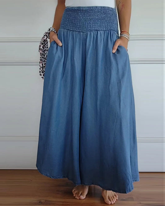 Women’s Wide-Leg Pants | High-Rise Fit | Elastic Waistband